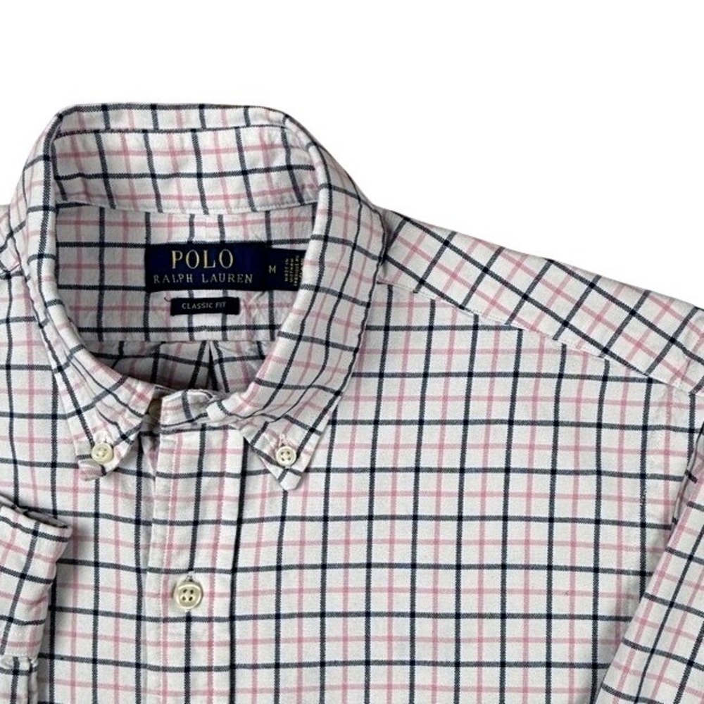 Polo Ralph Lauren Mens Classic Fit Pink Navy Tattersall Check Shirt M